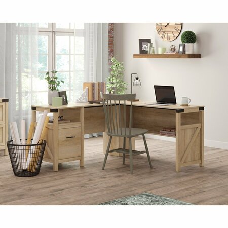 SAUDER Bridge Acre Rustic Farmhouse L-Desk Oo , Spacious work surface for laptop, notepads, lamp, etc 427328